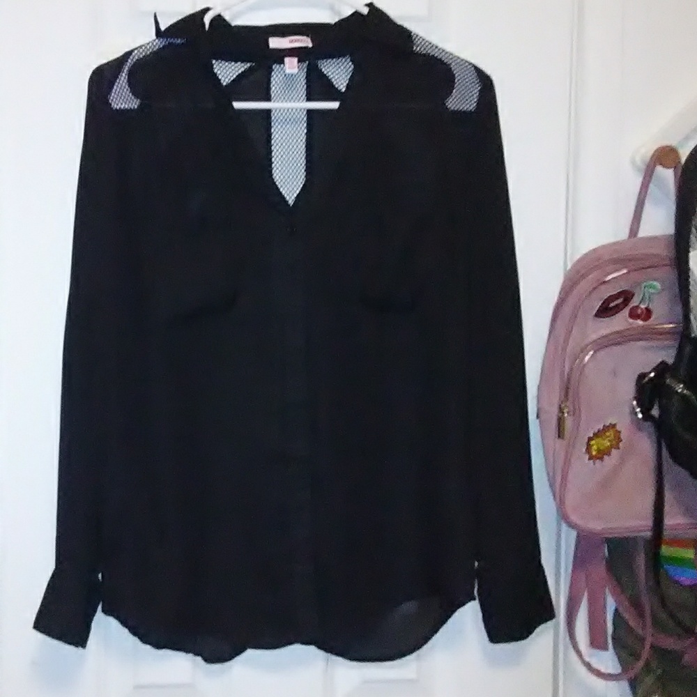 Sheer black flannel top